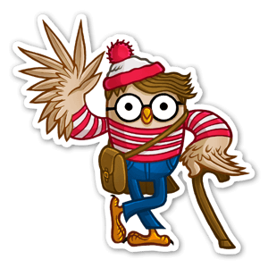 Uggla inspirerad av den tecknade figuren Waldo.