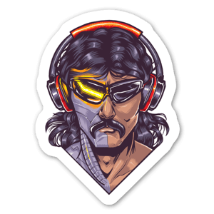 Detta är en snygg sticker föreställande Dr Disrespect, spelmästaren. 