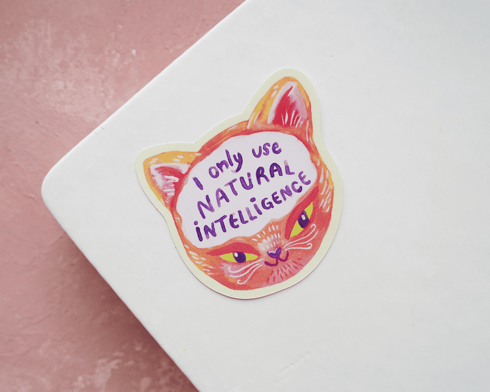 Sticker on white surface