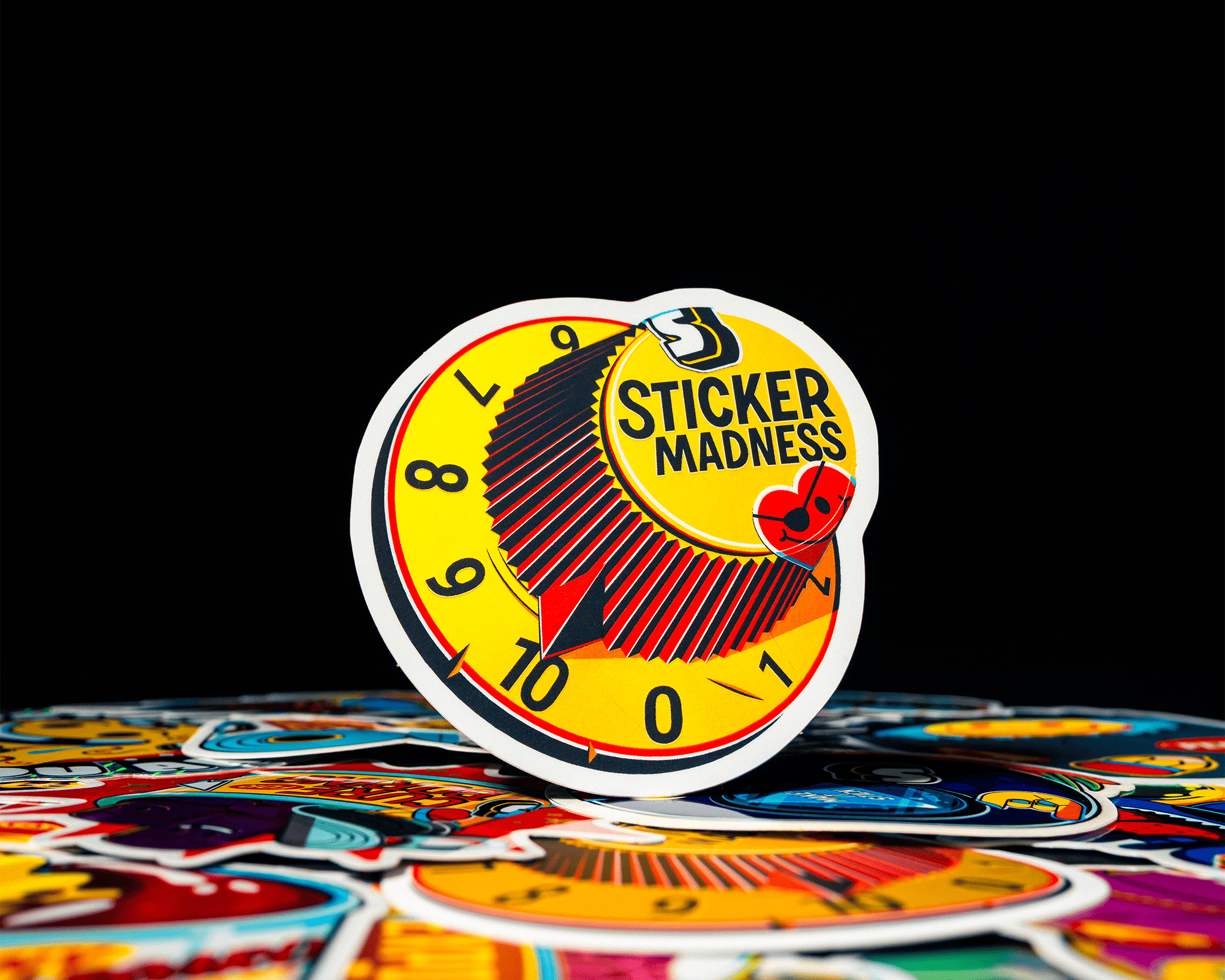 A colorful sticker of an volume knob