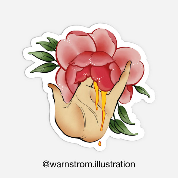 NSFW sticker of a hand fingering a wet flower